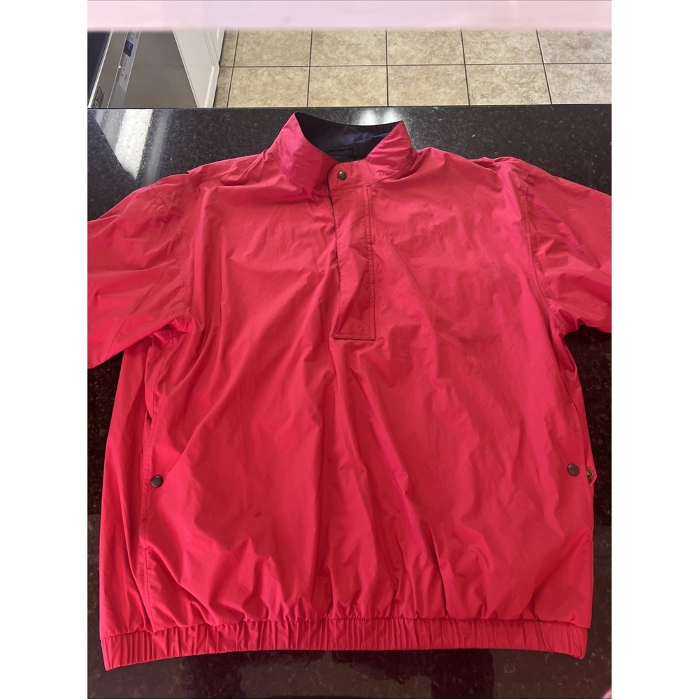 Dryjoys By Footjoy Golf Rain Pullover Jacket Short Sleeve Red‎ Windbreaker Sz XL